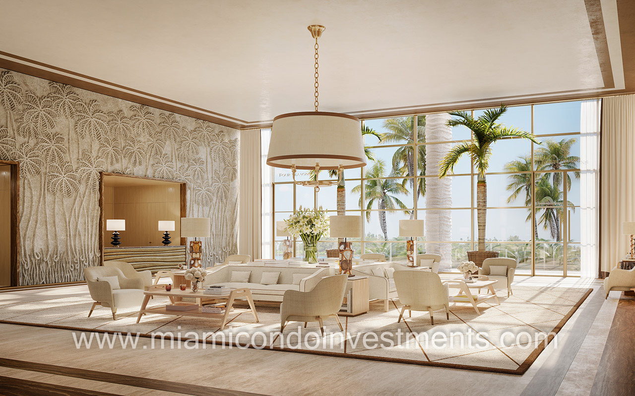 lobby reception area at the Four Seasons Residences Coconut Grove