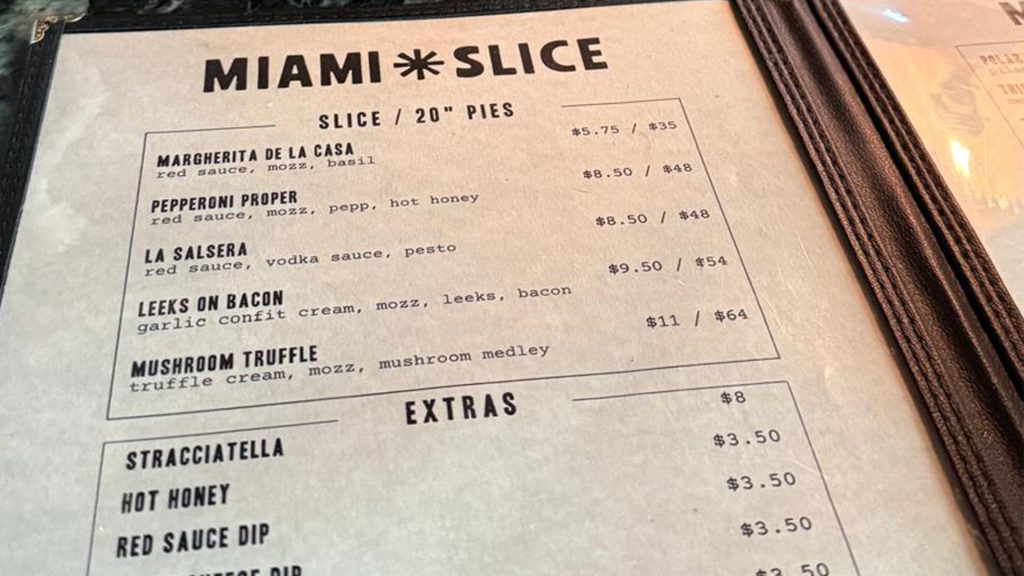 Miami Slice menu